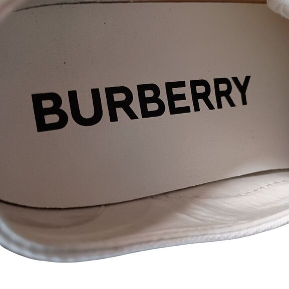 Burberry Jack Sneakers Shoes Mens 45.5/US 11.5 White Cotton Low Top Lace Up Logo main image 16